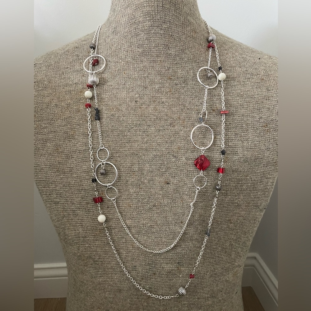 CJ Banks Long Silver Necklace - Picture 1 of 3